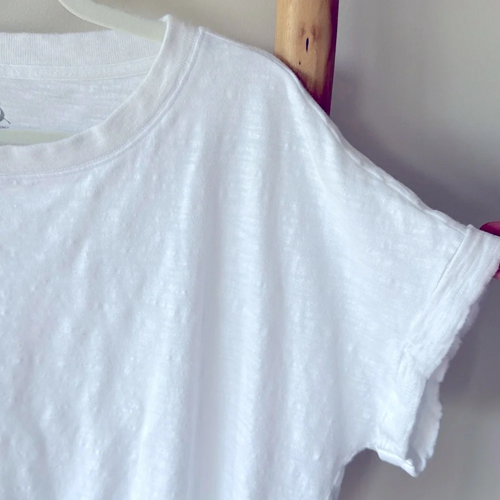 Lou & Grey Ann Taylor LOFT Soft Slub Wedge Tee White Cotton Elasticized Hem XL - Picture 6 of 10